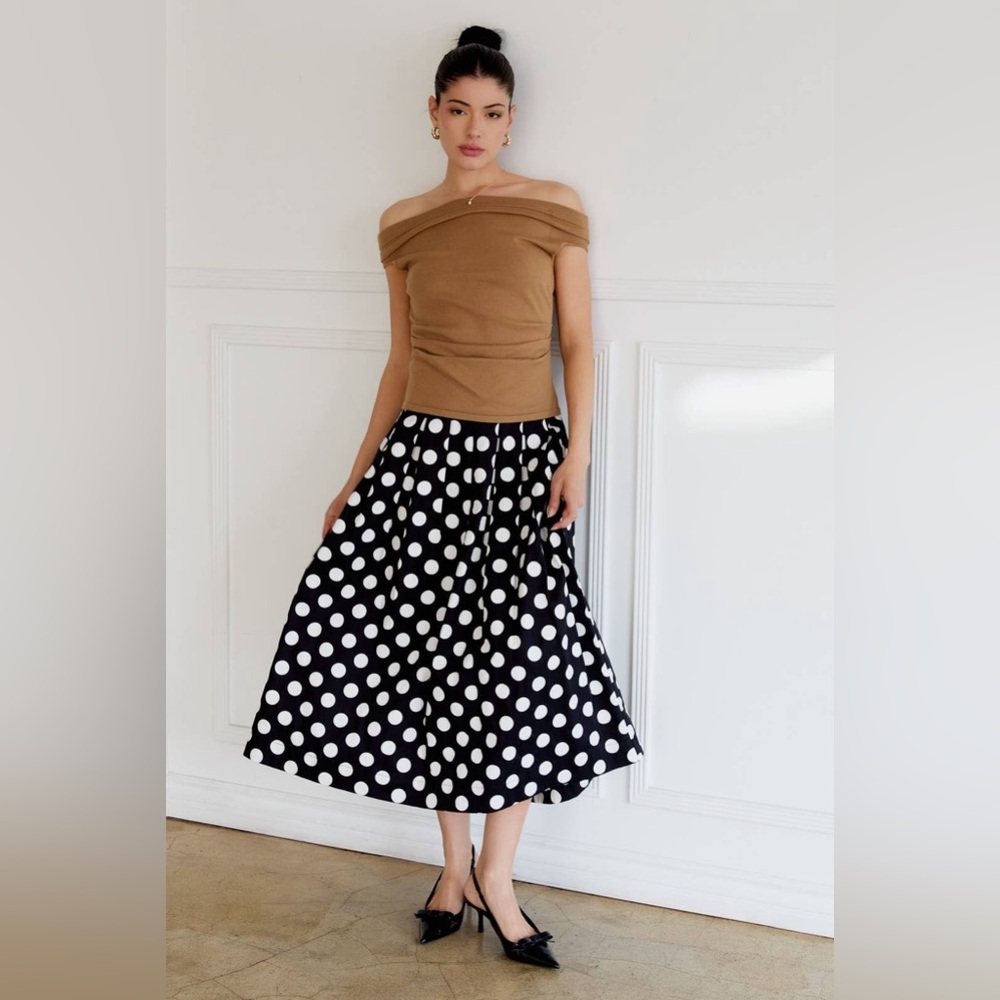 Retro Polka Dot Pleated Circle Midi Skirt - Sunday Edition